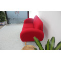 Solid Wood with Wool Fabric Soft Seat Red Sofa Set 2seats